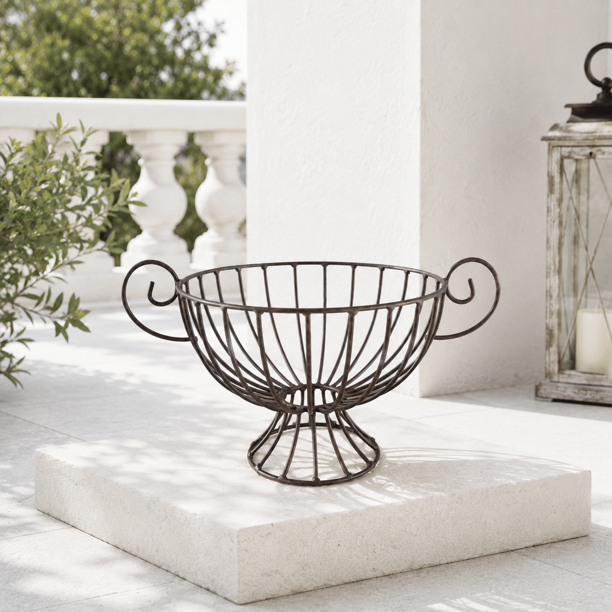Wrought iron flowerpot for South African patios and gardens